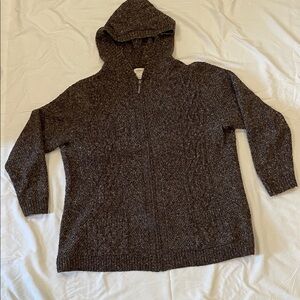 CJ Banks Heather Brown Zip-up Hooded Sweater